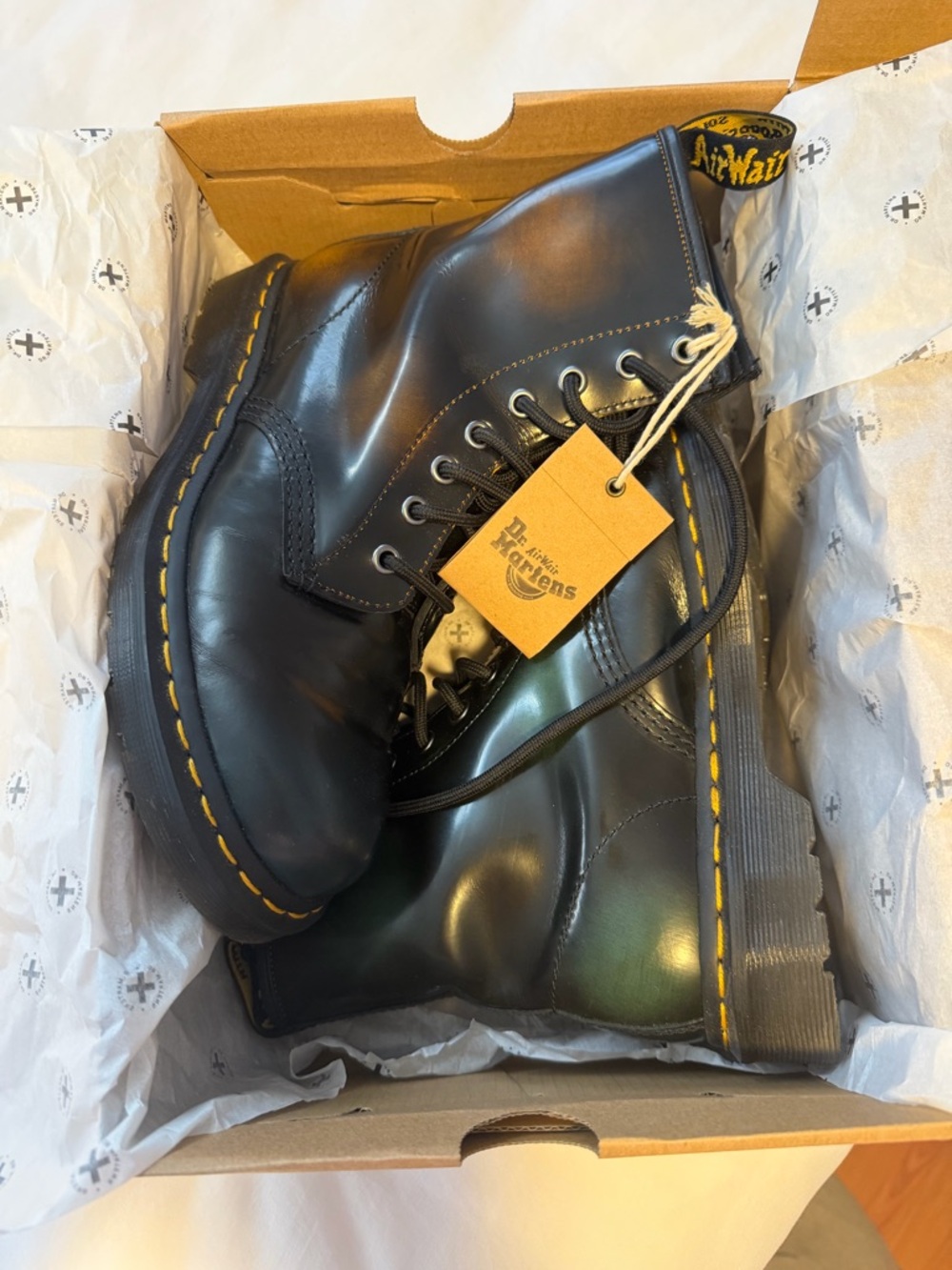 Rare Dr. Martens 1460 Multi Brush Off Leather 8-Eye Lace-Up Boots